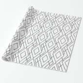 Deco Diamond-patroon voor zwart en wit Cadeaupapier (Uitgerold)