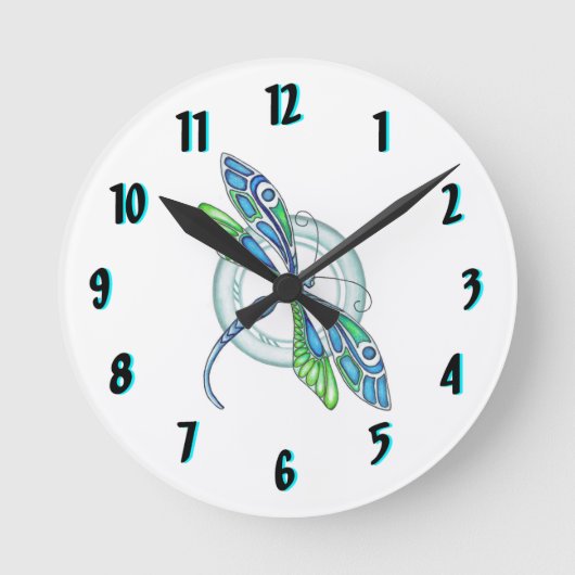 Deco Dragonfly  Design Ronde Klok (Voorkant)