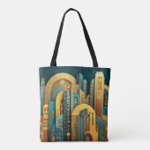 Deco Droomlandschap Architectuur Tote Bag (Achterkant)