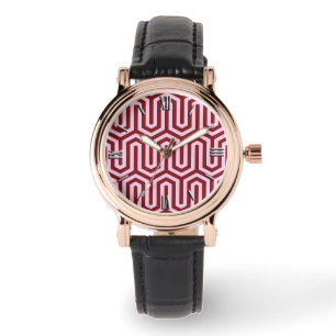 Deco Egyptian motif - burgundy and roze Horloge