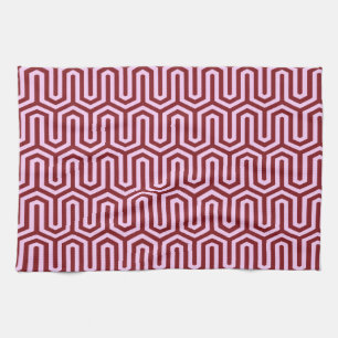 Deco Egyptian motif - burgundy and roze Theedoek