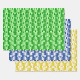 Deco Egyptian Motif, Jade Green, Navy, Gold Inpakpapier Vel