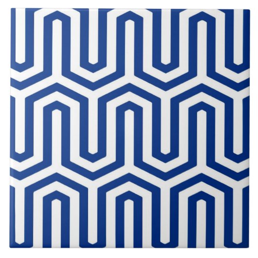 Deco Egyptian motif - kobalt blauw en wit Tegeltje (Voorkant)