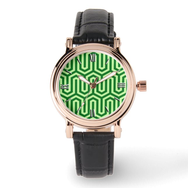 Deco Egyptian motif - pijngroen Horloge (Voorkant)
