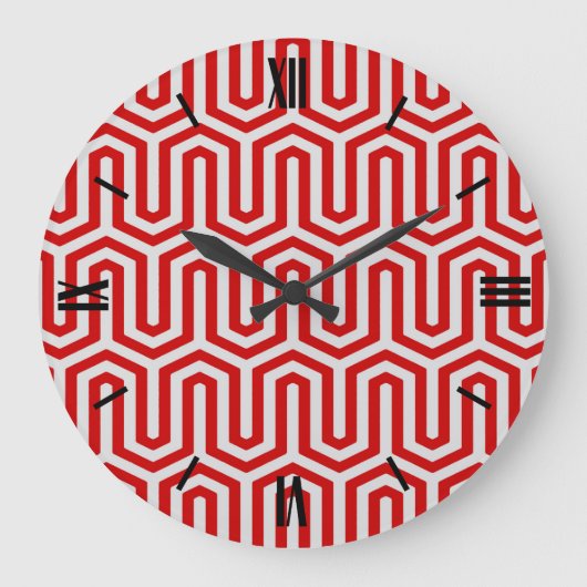 Deco Egyptian motif - rood en grijs Grote Klok (Voorkant)