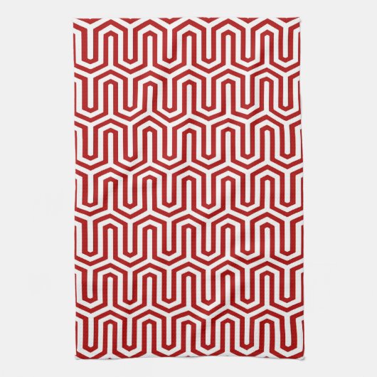 Deco Egyptian motif - rood en wit Theedoek (Verticaal)