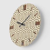 Deco Egyptian motif - taupe and white Clock Grote Klok (Hoek)