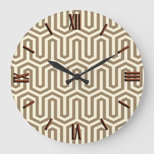 Deco Egyptian motif - taupe and white Clock Grote Klok (Voorkant)