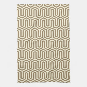Deco Egyptian motif - taupe en crème Theedoek
