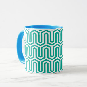 Deco Egyptian motif - turquoise blauw en wit Mok