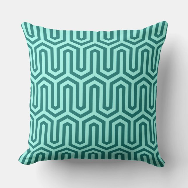 Deco Egyptian motif - turquoise en aqua Buitenkussen (Voorkant)