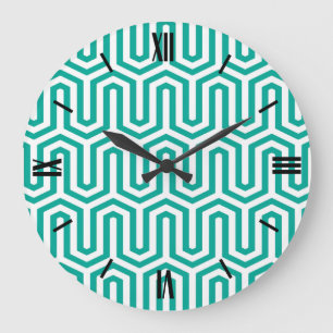 Deco Egyptian motif - turquoise en white Grote Klok