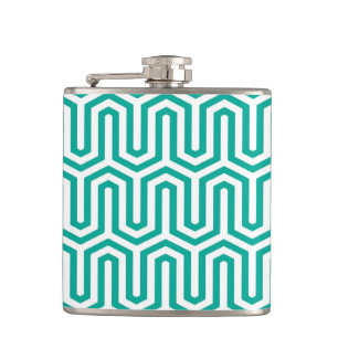 Deco Egyptian motif - turquoise en white Heupfles