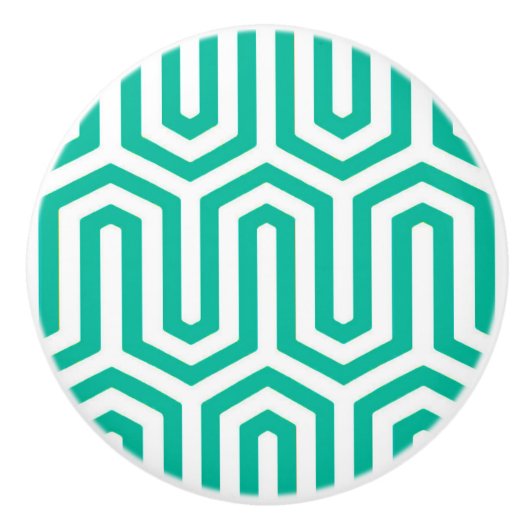 Deco Egyptian motif - turquoise en white Keramische Knop (Voorkant)