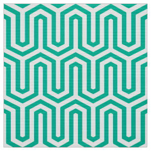 Deco Egyptian motif - turquoise en white Stof