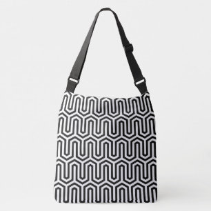 Deco Egyptian motif - zwart-wit Crossbody Tas