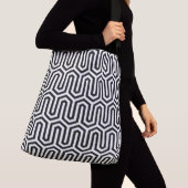 Deco Egyptian motif - zwart-wit Crossbody Tas (Dichtbij)