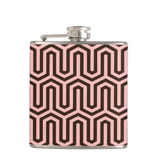Deco Egyptisch motief - roze en chocolade Heupfles (Voorkant)