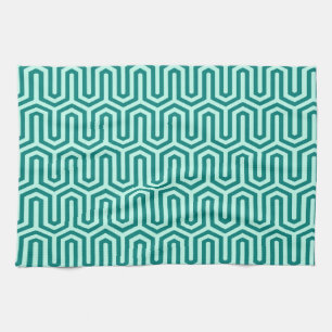 Deco Egyptisch motief - turquoise en aqua Theedoek