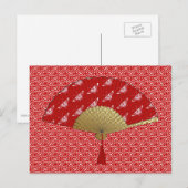 Deco Fan - Butterflies, Donkerrood en wit Briefkaart (Voorkant / Achterkant)