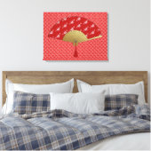 Deco Fan - Butterflies, Donkerrood en wit Canvas Afdruk (Insitu (Slaapkamer))