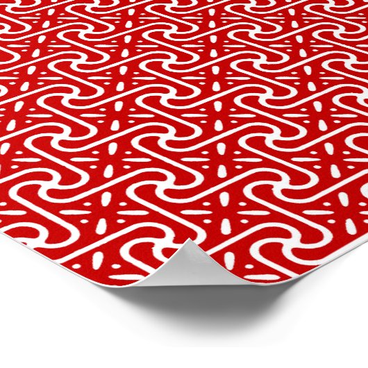 Deco Fan - Butterflies, Donkerrood en wit Poster (Hoek)