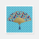 Deco Fan - Flowers in Cobalt, Turquoise en Red Servetten (Voorkant)