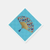 Deco Fan - Flowers in Cobalt, Turquoise en Red Servetten (Hoek)