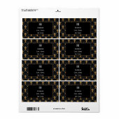 Deco Fan Flowers Motif Black, Gold and White Art Etiket (Full Sheet)