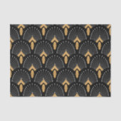 Deco Fan Flowers Motif Black, Gold and White Art Tissuepapier (Voorkant)