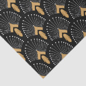 Deco Fan Flowers Motif Black, Gold and White Art Tissuepapier (Detail)