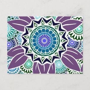 Deco Fandango in Paars en blauw Briefkaart