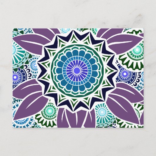 Deco Fandango in Paars en blauw Briefkaart (Voorkant)