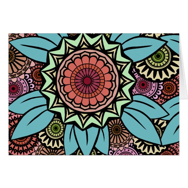 Deco Fandango in Turquoise en Oranje (Voorkant Horizontaal)