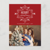  deco Festive Foliage Merry-kerstfoto Feestdagenkaart (Voorkant)