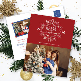  deco Festive Foliage Merry-kerstfoto Feestdagenkaart