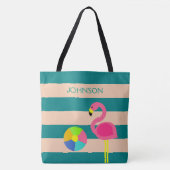 Deco Flamingo gepersonaliseerd strand Tas (Voorkant)