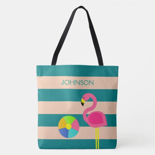 Deco Flamingo gepersonaliseerd strand Tas (Voorkant)