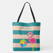 Deco Flamingo gepersonaliseerd strand Tas (Achterkant)
