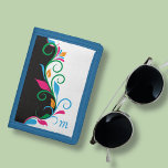 Deco Floral Monogram Drievoud Portemonnee<br><div class="desc">Deze kleurrijke portemonnee is klaar voor je eigen monogram. Creëer in een gedurfd zwart-wit wervelend bladgrendelpatroon met felle spatten van kleur.</div>