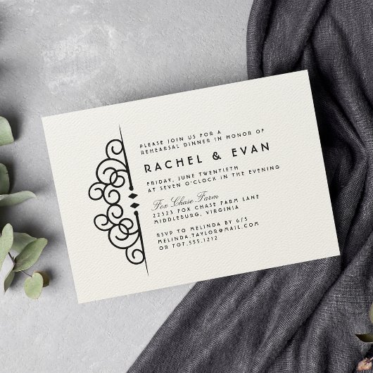 Deco Flourish repesal Dinner Invitation Kaart