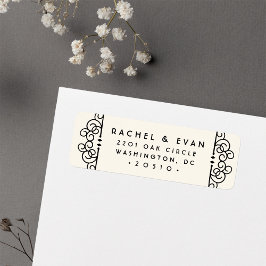 Deco Flourish Return Address Label | Ivory