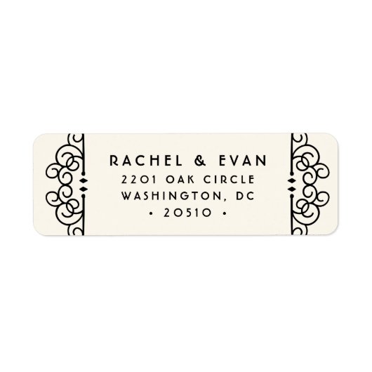 Deco Flourish Return Address Label | Ivory (Voorkant)