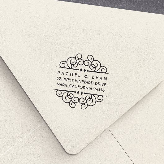 Deco Flourish Return Address Stempel
