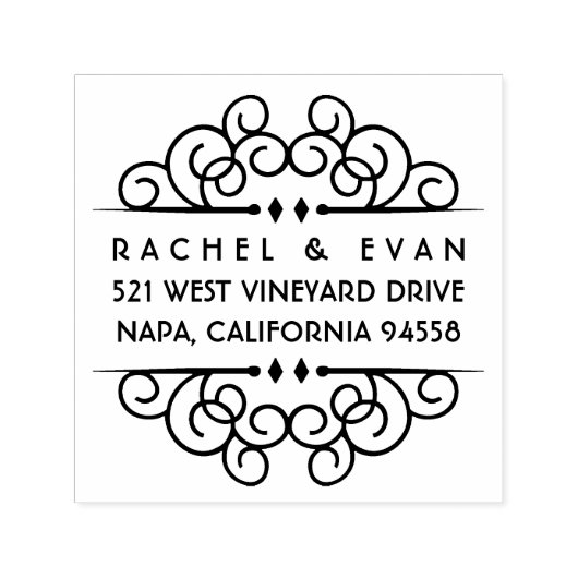 Deco Flourish Return Address Stempel (Design)