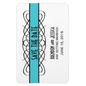 Deco Flourish Save the Date Magnet, Aqua Magneet (Verticaal)