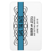 Deco Flourish Save the Date Magnet, Blue Magneet (Verticaal)