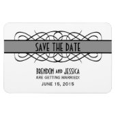 Deco Flourish Save the Date Magnet, Grey Magneet (Horizontaal)