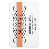 Deco Flourish Save the Date Magnet, Oranje Magneet (Verticaal)