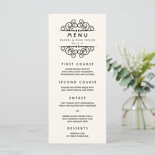 Deco Flourish Wedding Menu (Staand voorkant)